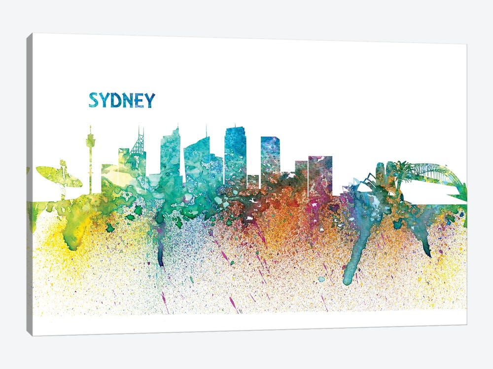 Sydney Australia Skyline Silhouette Impressionistic Splash by Markus & Martina Bleichner 1-piece Canvas Print