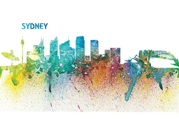 Australia: Sydney Australia Skyline Silhouette Impressionistic Splash by Markus & Martina Bleichner