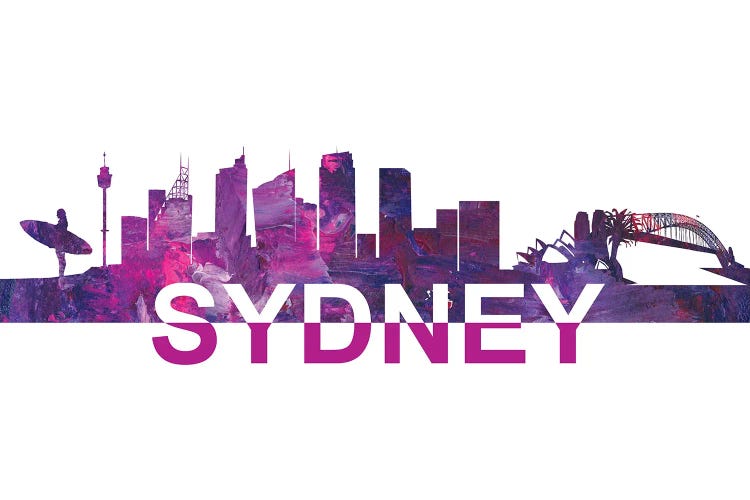 Sydney Australia Skyline Scissor Cut Giant Text