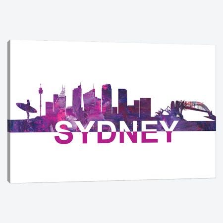 Sydney Australia Skyline Scissor Cut Giant Text Canvas Print #MMB197} by Markus & Martina Bleichner Canvas Wall Art