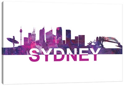 Sydney Australia Skyline Scissor Cut Giant Text Canvas Art Print - Sydney Art