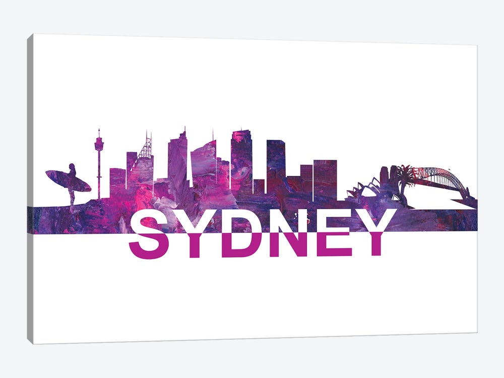 Sydney Australia Skyline Scissor Cut Giant Text by Markus & Martina Bleichner 1-piece Canvas Art