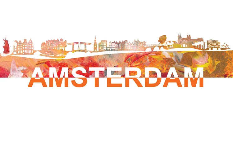 Amsterdam Skyline Scissor Cut Giant Text by Markus & Martina Bleichner canvas print