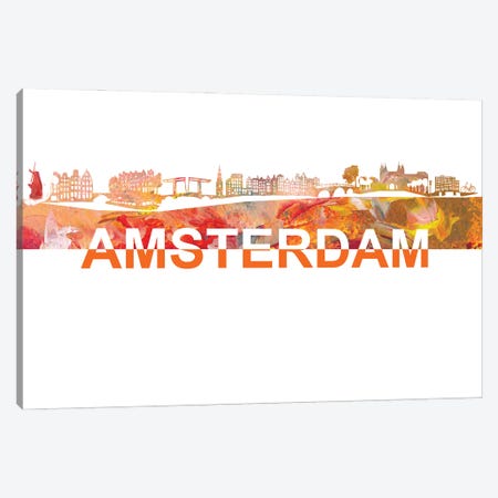 Amsterdam Skyline Scissor Cut Giant Text Canvas Print #MMB198} by Markus & Martina Bleichner Art Print