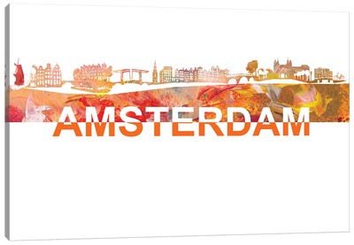Amsterdam Skyline Scissor Cut Giant Text Canvas Art Print - Amsterdam Art
