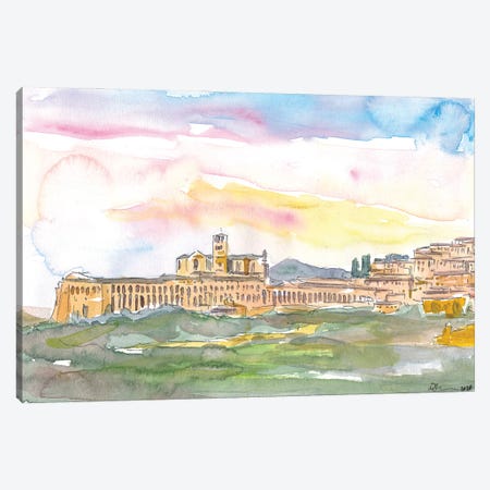 Assisi Skyline Italian Town at Sunset Canvas Print #MMB199} by Markus & Martina Bleichner Canvas Art Print