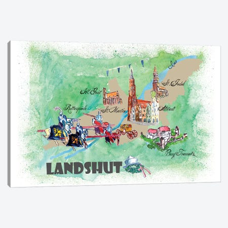 Landshut, Germany Travel Poster Canvas Print #MMB19} by Markus & Martina Bleichner Canvas Art