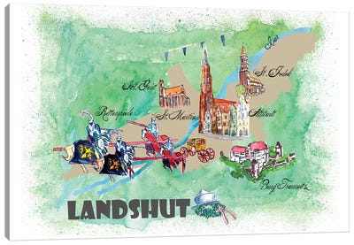 Landshut, Germany Travel Poster Canvas Art Print