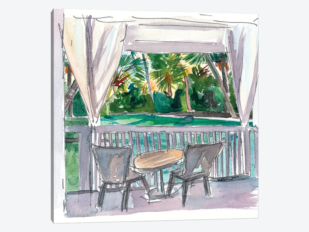 Balcony View with Cool Pool in The Keys by Markus & Martina Bleichner 1-piece Canvas Print