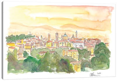 Bergamo Italy Citta Alta at Dusk Canvas Art Print - Travel Journal