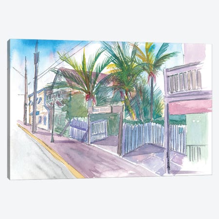 Blue Heaven Thomas St Patio Key West Florida Canvas Print #MMB206} by Markus & Martina Bleichner Canvas Wall Art