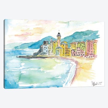 Camogli Beach with Historic Italian Town Center Canvas Print #MMB207} by Markus & Martina Bleichner Canvas Artwork