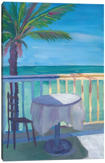 Caribbean Dreams Retro Poster - Seaview Cafe Table Canvas Art Print - Cafe Art