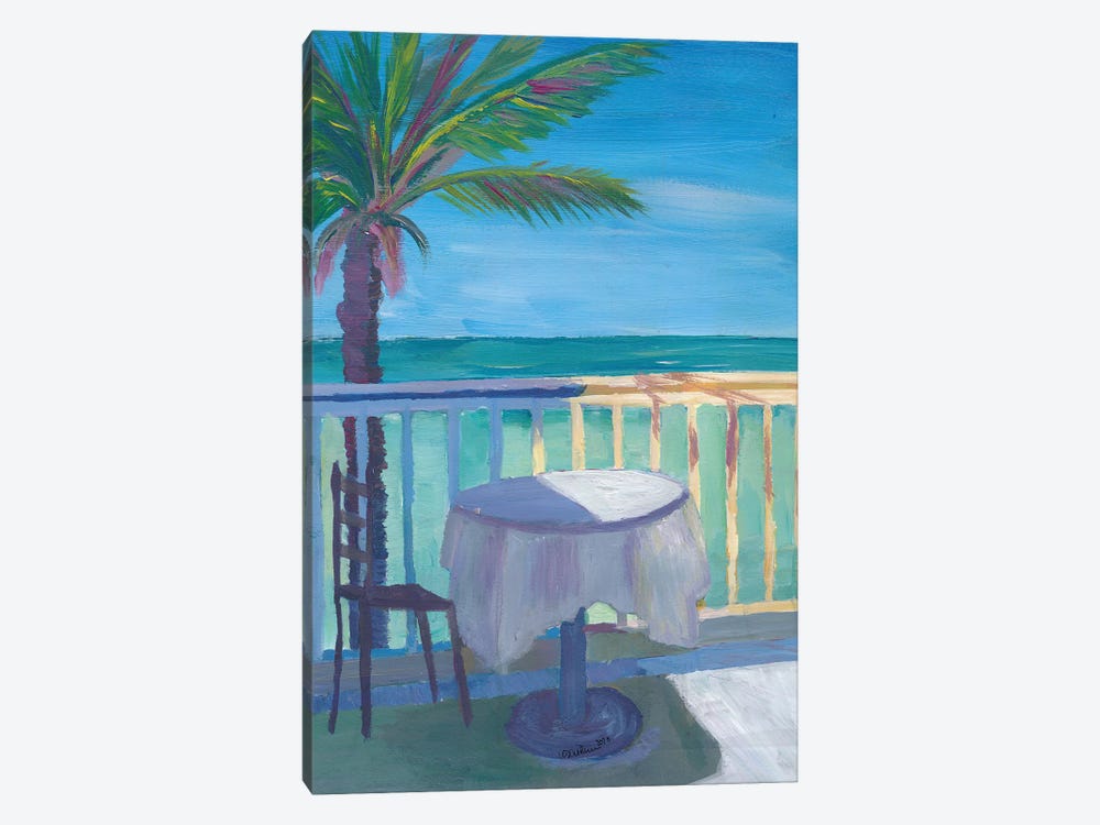 Caribbean Dreams Retro Poster - Seaview Cafe Table by Markus & Martina Bleichner 1-piece Canvas Wall Art