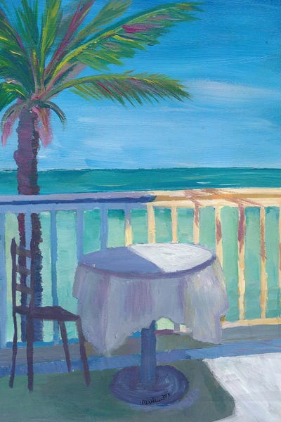 Markus & Martina Bleichner: Caribbean Dreams Retro Poster - Seaview Cafe Table by Markus & Martina Bleichner