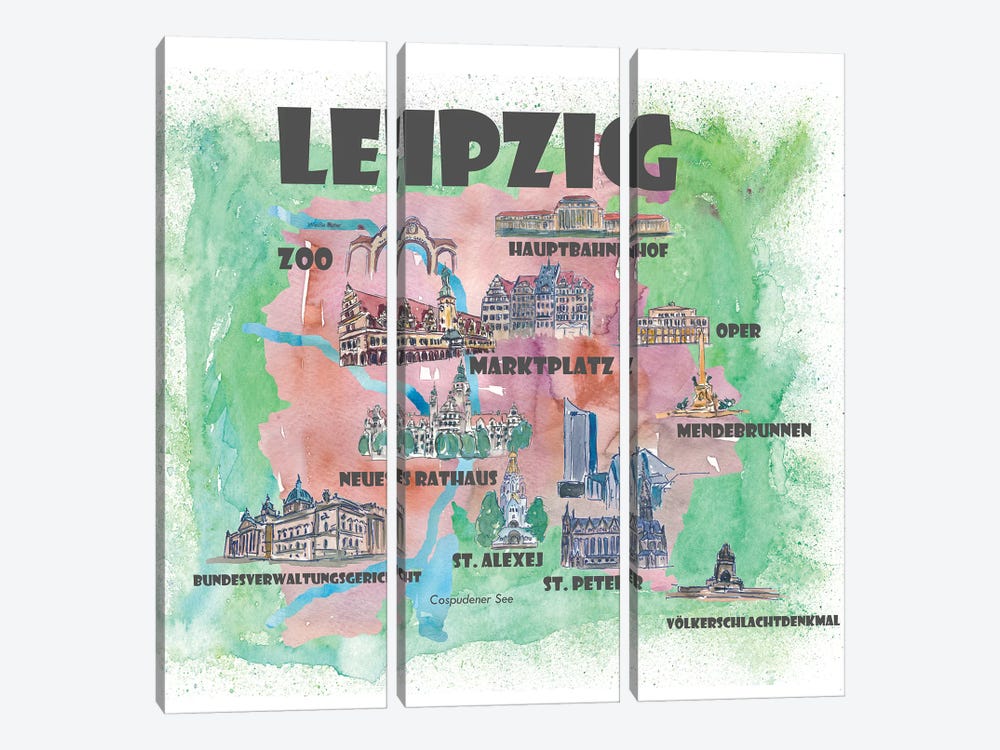 Leipzig, Germany Travel Poster by Markus & Martina Bleichner 3-piece Art Print