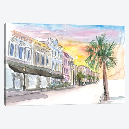 Charleston Street Scene With Sunset In South Carolina Canvas Print #MMB210} by Markus & Martina Bleichner Canvas Art