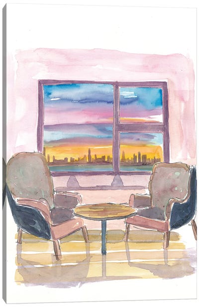 Cozy Panorama Window To Chicago Illinois Canvas Art Print - Chicago Skylines