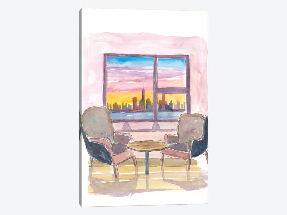 Cozy Panorama Window To Downtown New York City by Markus & Martina Bleichner 1-piece Canvas Print