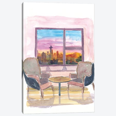 Cozy Panorama Window To Downtown Seattle Washington Canvas Print #MMB215} by Markus & Martina Bleichner Art Print