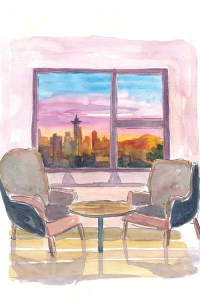 Seattle Skylines: Cozy Panorama Window To Downtown Seattle Washington by Markus & Martina Bleichner