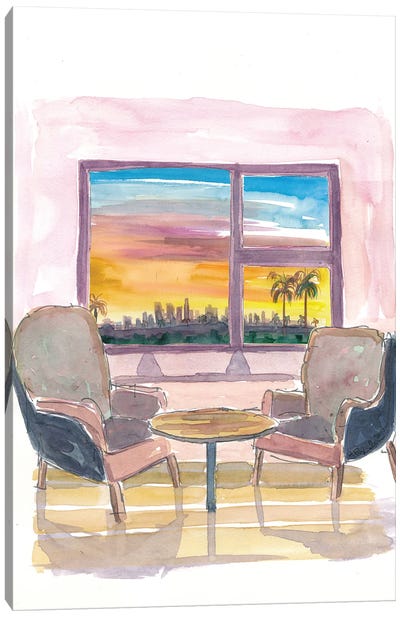 Cozy Panorama Window To Los Angeles California Canvas Art Print - Los Angeles Skylines
