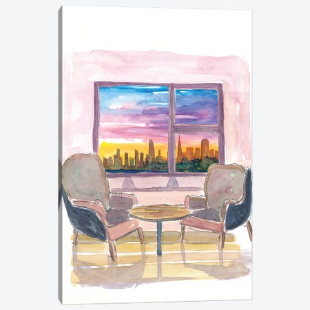 Cozy Panorama Window To San Francisco California Canvas Print #MMB219} by Markus & Martina Bleichner Canvas Art