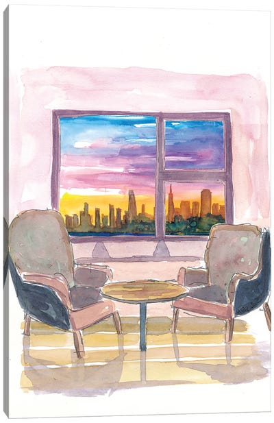 Cozy Panorama Window To San Francisco California Canvas Art Print - San Francisco Skylines