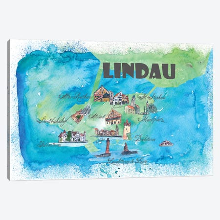 Lindau, Bavaria ,Germany Travel Poster Canvas Print #MMB21} by Markus & Martina Bleichner Canvas Print