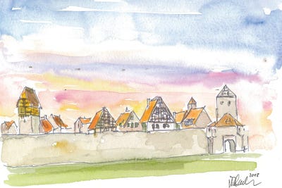 Dinkelsbuehl Bavaria City Walls and Old Town during Sunset by Markus & Martina Bleichner canvas print