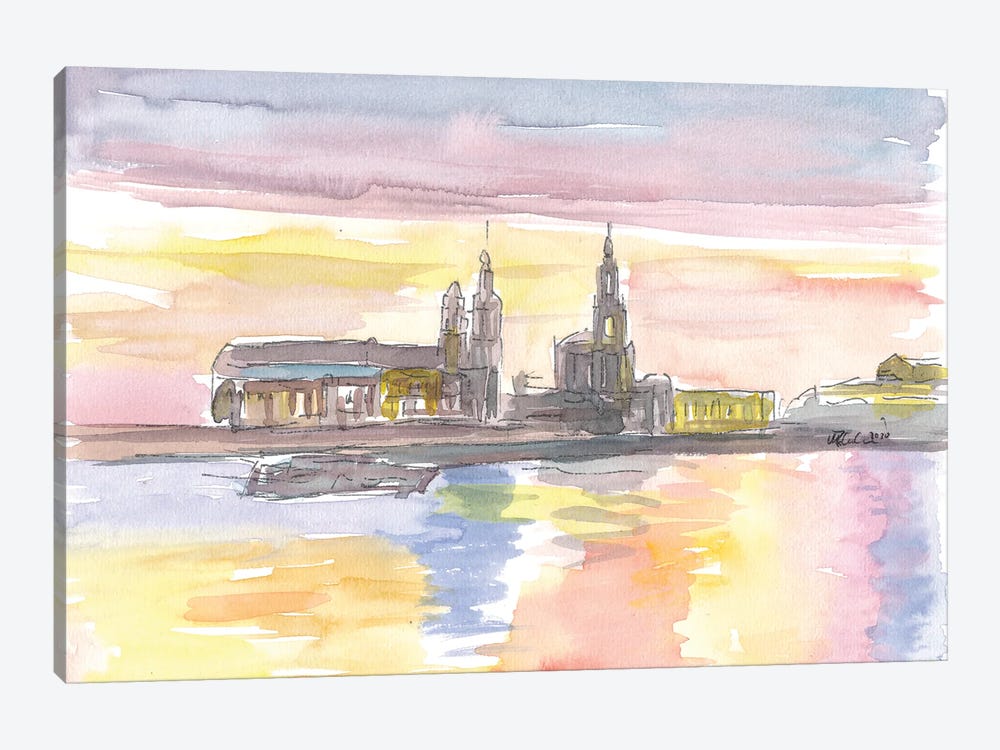 Dresden Historic Waterfront with Landmarks by Markus & Martina Bleichner 1-piece Canvas Art