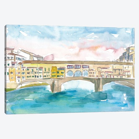 Florence Tuscany Ponte Vecchio At Sunset Canvas Print #MMB225} by Markus & Martina Bleichner Canvas Art