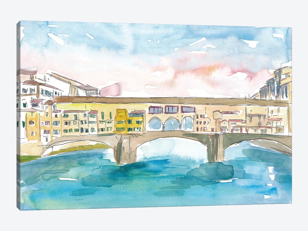 Florence Tuscany Ponte Vecchio At Sunset by Markus & Martina Bleichner 1-piece Canvas Print