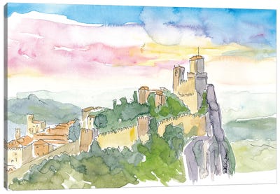 Fortress On Rocks In Guaita Italy Canvas Art Print - Castle & Palace Art