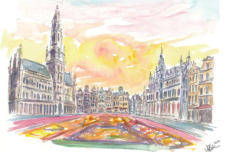 Grand Place Brussels Belgium with Flower Carpet