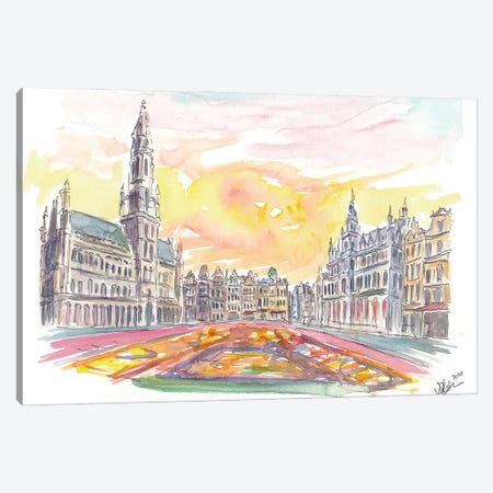 Grand Place Brussels Belgium with Flower Carpet Canvas Print #MMB231} by Markus & Martina Bleichner Canvas Wall Art