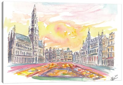 Grand Place Brussels Belgium with Flower Carpet Canvas Art Print - Brussels