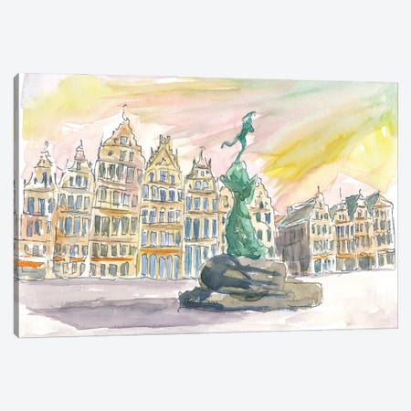 Grote Markt Antwerp Street Scene Afternoon Canvas Print #MMB232} by Markus & Martina Bleichner Canvas Art