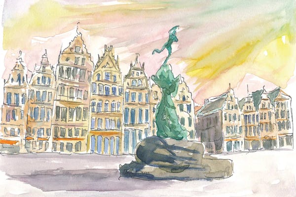 Markus & Martina Bleichner: Grote Markt Antwerp Street Scene Afternoon by Markus & Martina Bleichner