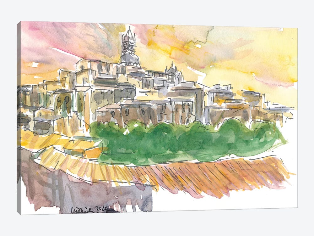Impressive Siena Skyline From Glorious Past by Markus & Martina Bleichner 1-piece Canvas Art Print