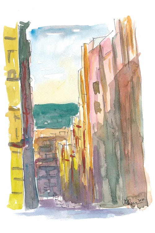 Lavapies Madrid Street Scene With Sun And Shades by Markus & Martina Bleichner canvas print