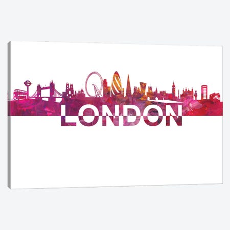 London Skyline Silhouette Strong with Text Canvas Print #MMB239} by Markus & Martina Bleichner Canvas Art