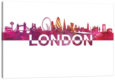 London Skyline Silhouette Strong with Text Canvas Art Print - London Skylines