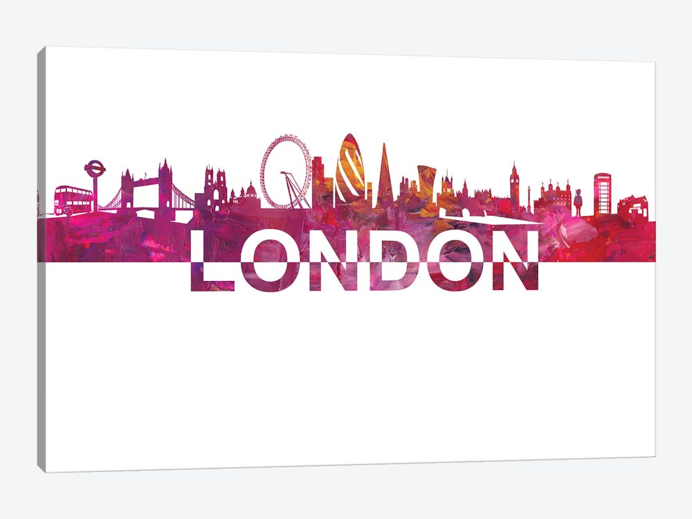 London Skyline Silhouette Strong with Text by Markus & Martina Bleichner 1-piece Canvas Art