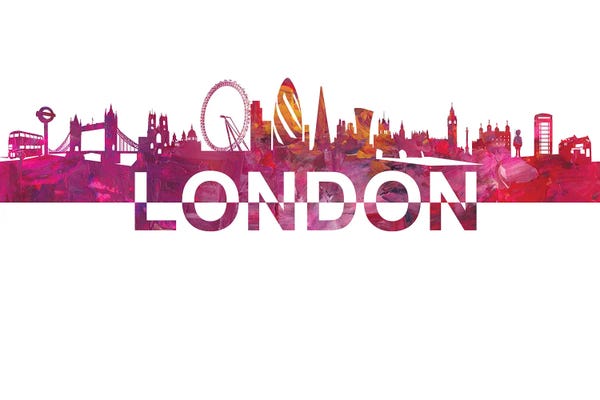 London Skylines: London Skyline Silhouette Strong with Text by Markus & Martina Bleichner