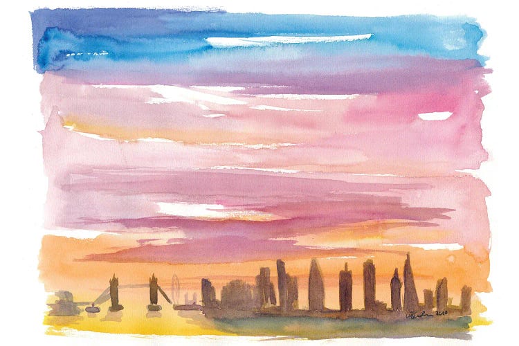 London United Kingdom Skyline in Golden Sunset Mood by Markus & Martina Bleichner canvas print