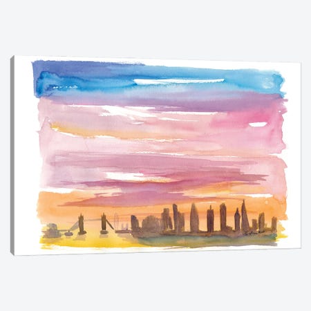 London United Kingdom Skyline in Golden Sunset Mood Canvas Print #MMB240} by Markus & Martina Bleichner Art Print