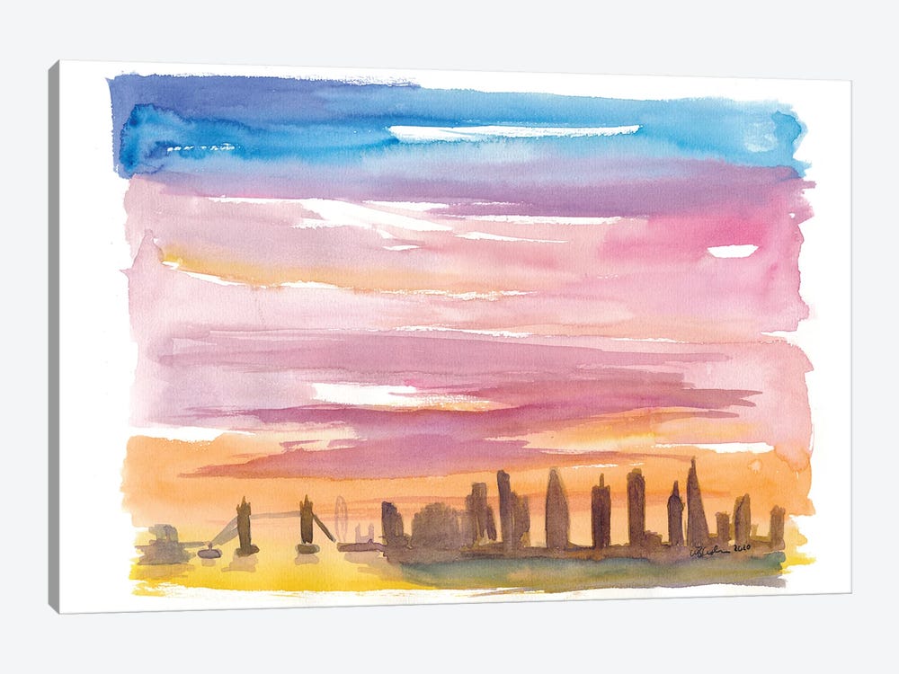 London United Kingdom Skyline in Golden Sunset Mood by Markus & Martina Bleichner 1-piece Canvas Wall Art