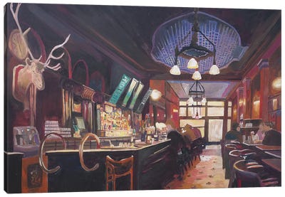 The Deer Pub - Typical Bar Scene In Ireland Scotland or England Canvas Art Print - Restaurant & Diner Art