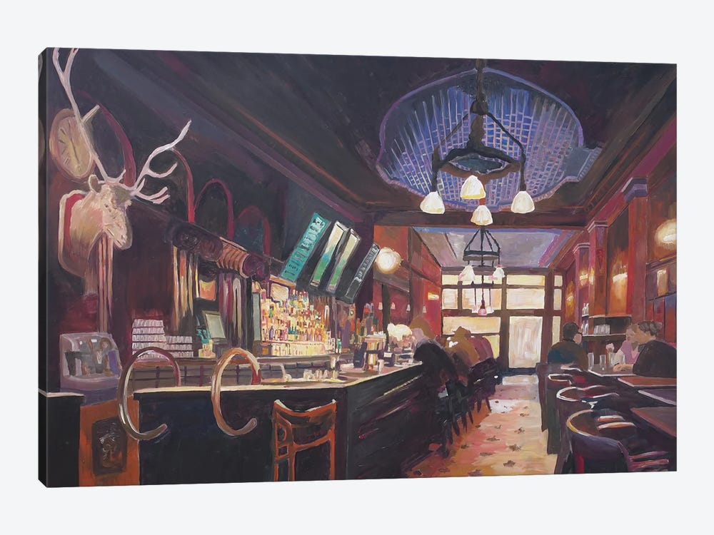 The Deer Pub - Typical Bar Scene In Ireland Scotland or England by Markus & Martina Bleichner 1-piece Art Print